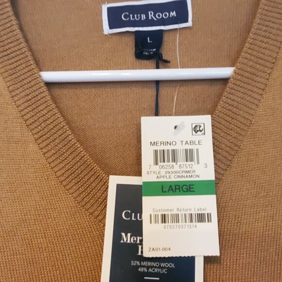 NTW Men's Club Room V Neck Sweater - Size Large - Picture 2 of 4